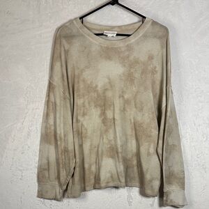 Olive and Oak Beige Tie-Dye Long Sleeve Top XL